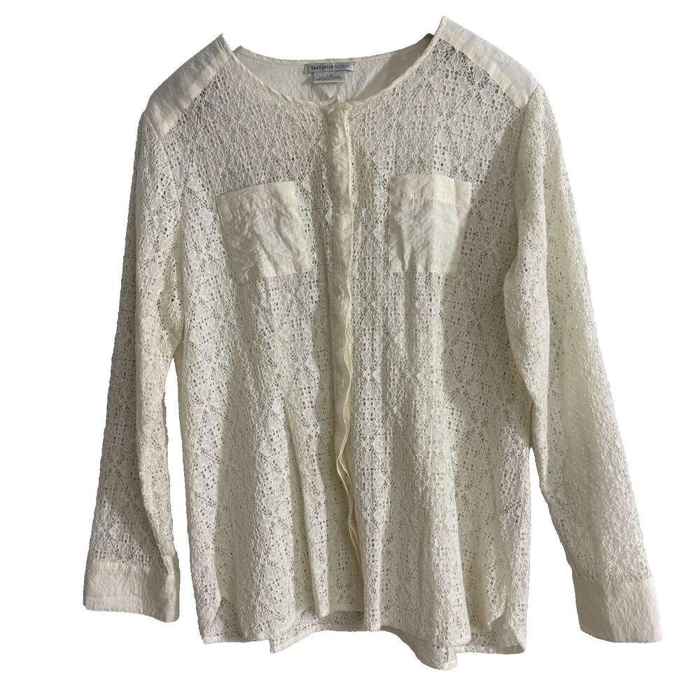 Women's Van Heusen Studio Button Lace Front - L - cottagecore feminine boho